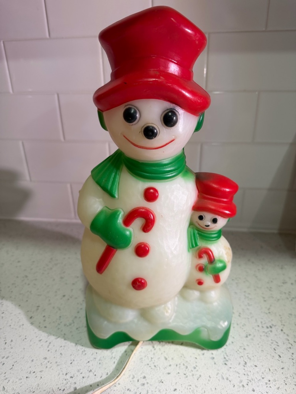 Vintage 1976 Empire Double-Sided Snowman & Son blow mold